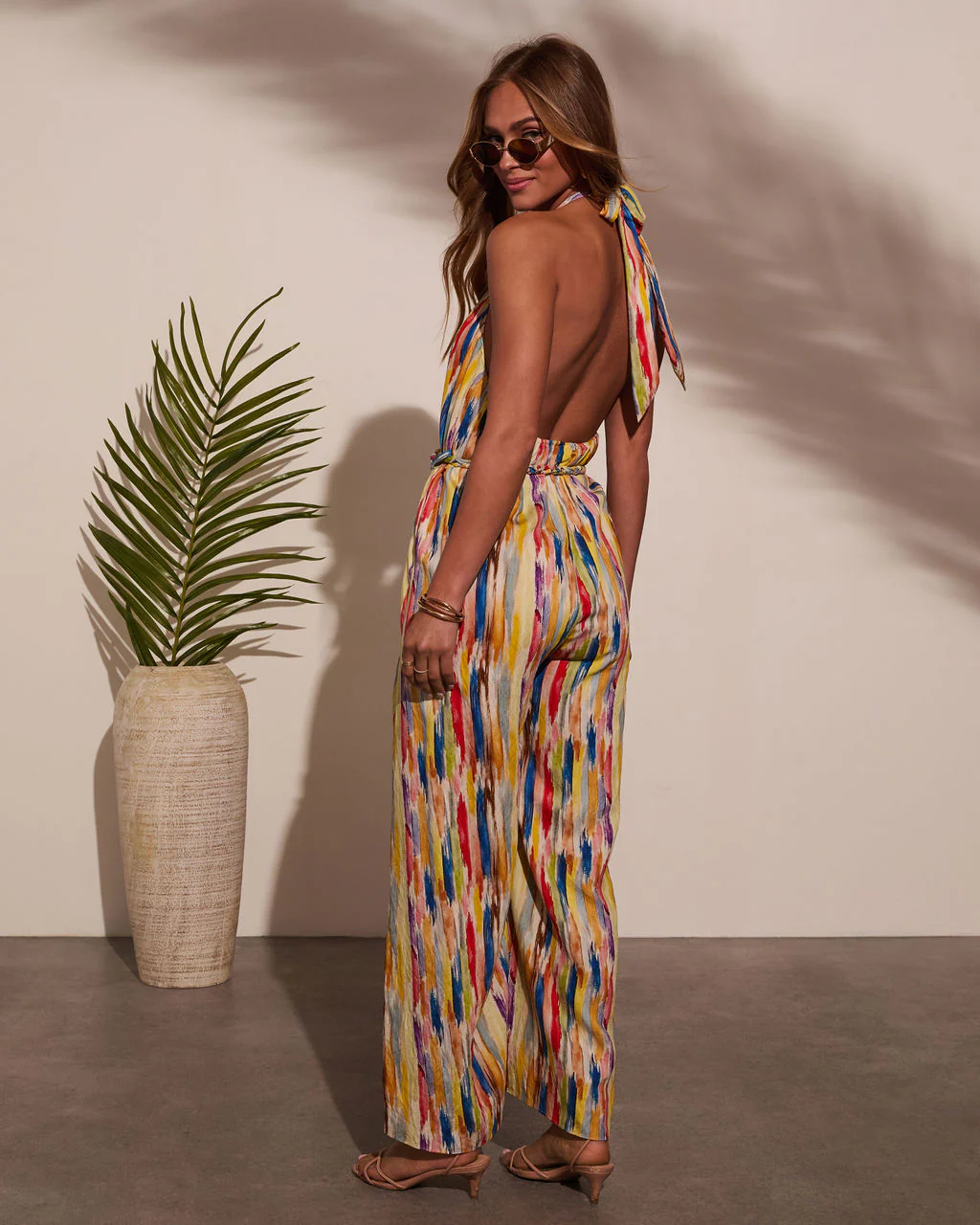 Magic Hour Halter Waist Tie Jumpsuit