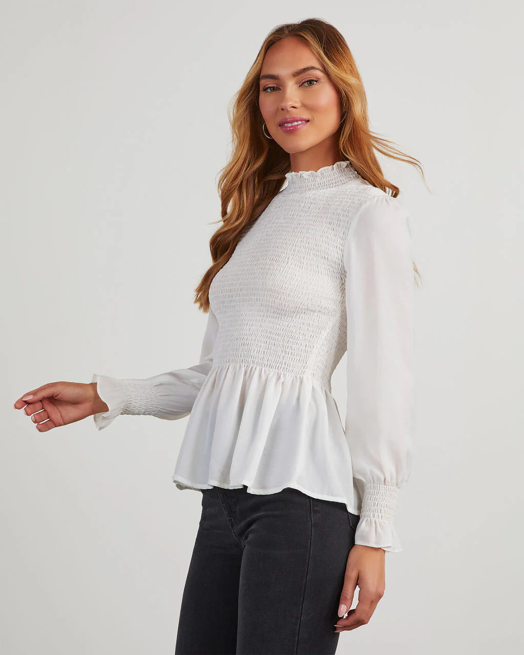 Down To Business Smocked Blouse