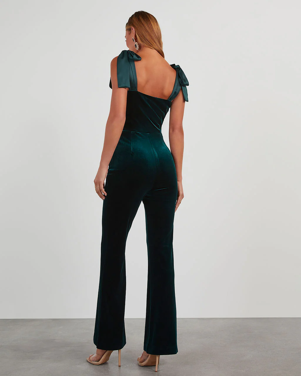 Logan Velvet Shoulder Tie Jumpsuit