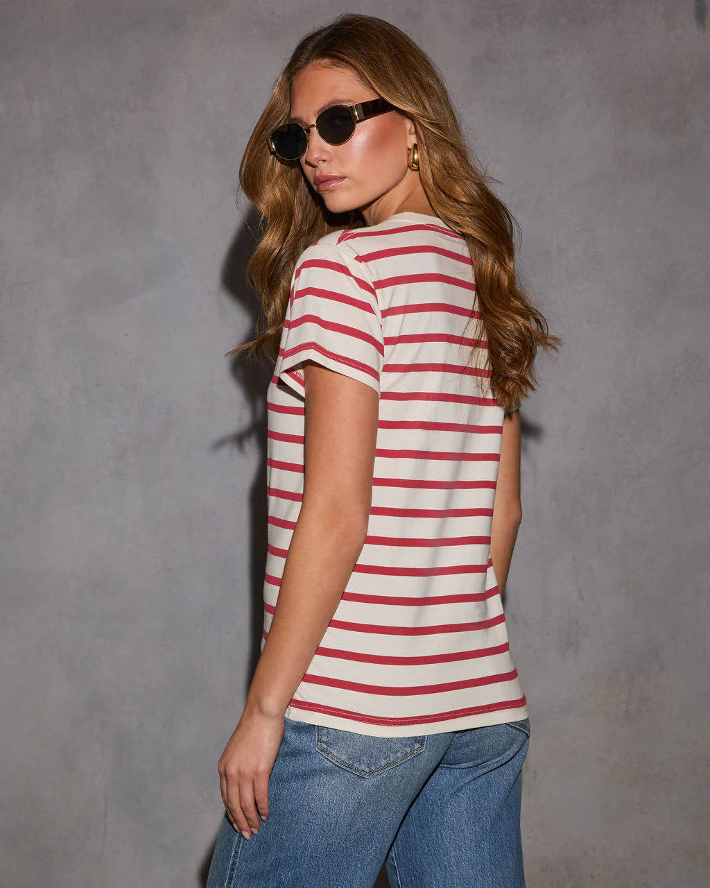 French Kiss Striped Graphic Tee