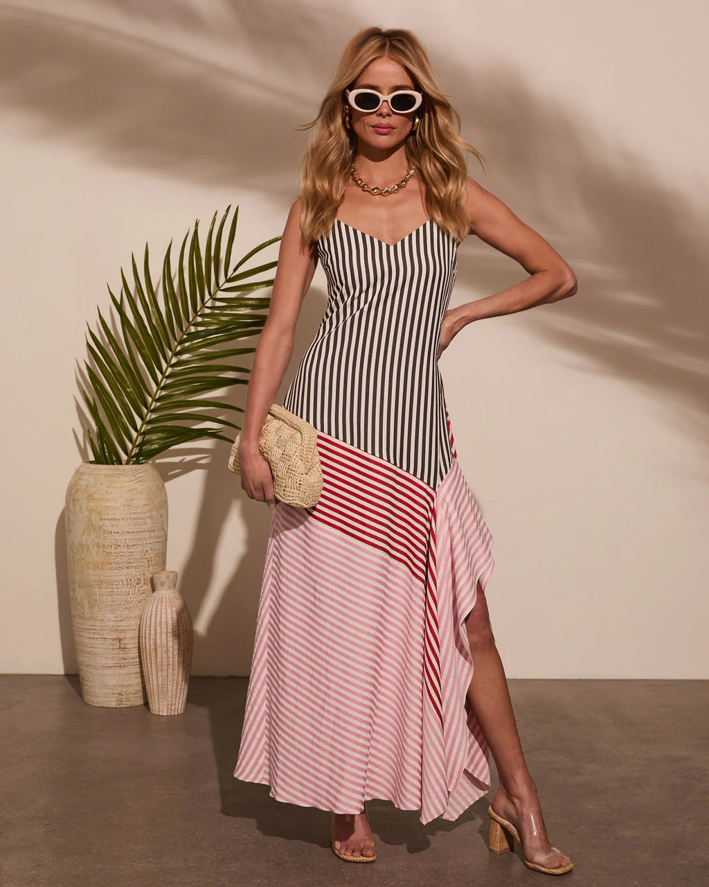 Wanderlust Contrast Stripe Panel Slip Dress