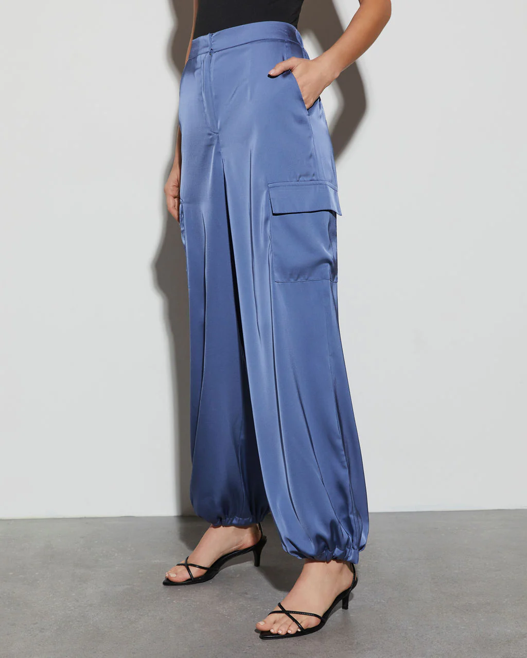 Alana Pocketed Satin Cargo Joggers