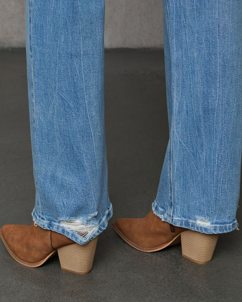 Tinsleh Mid Rise Distressed Straight Leg Denim