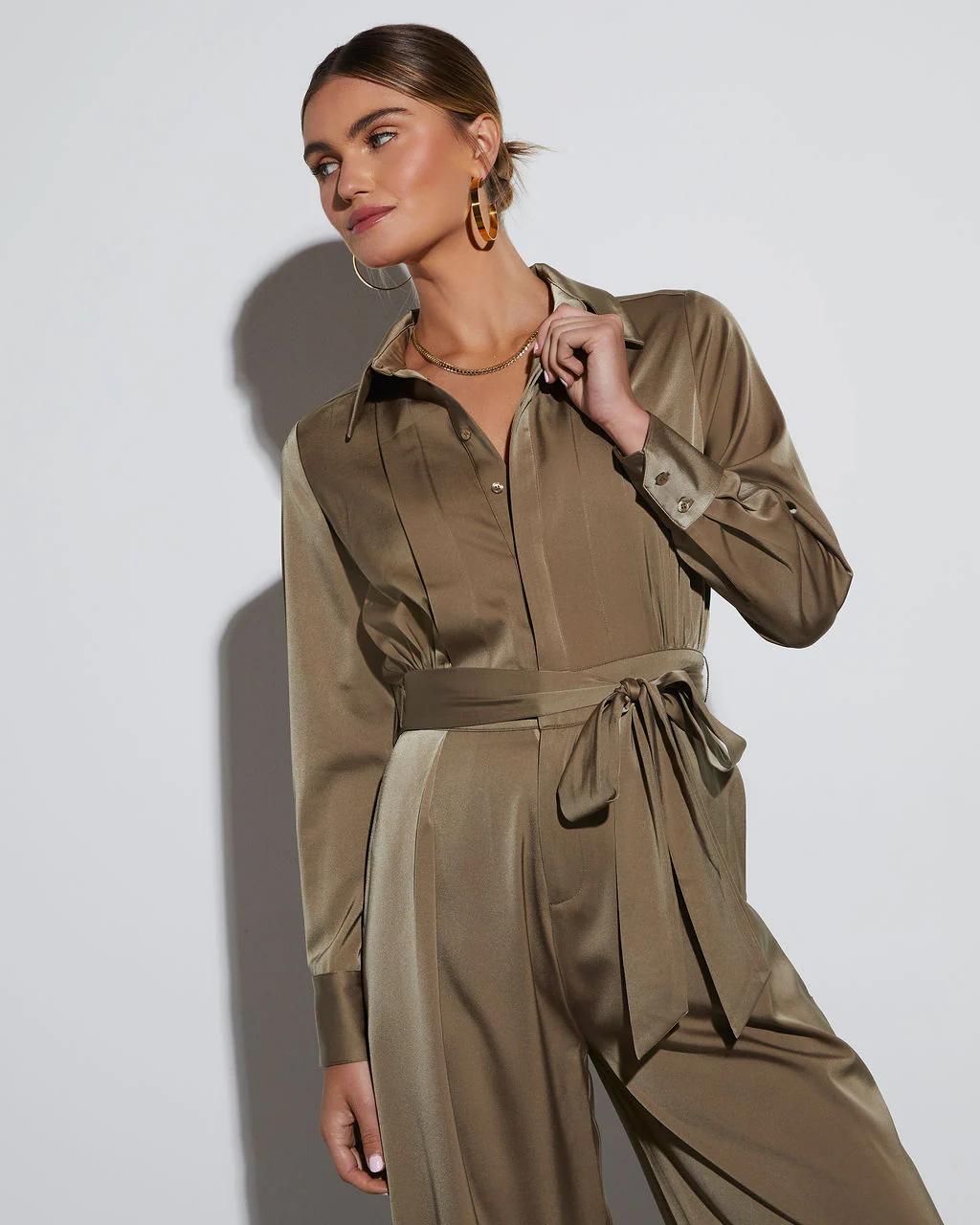 Pull It Together Satin Pocketed Jumpsuit