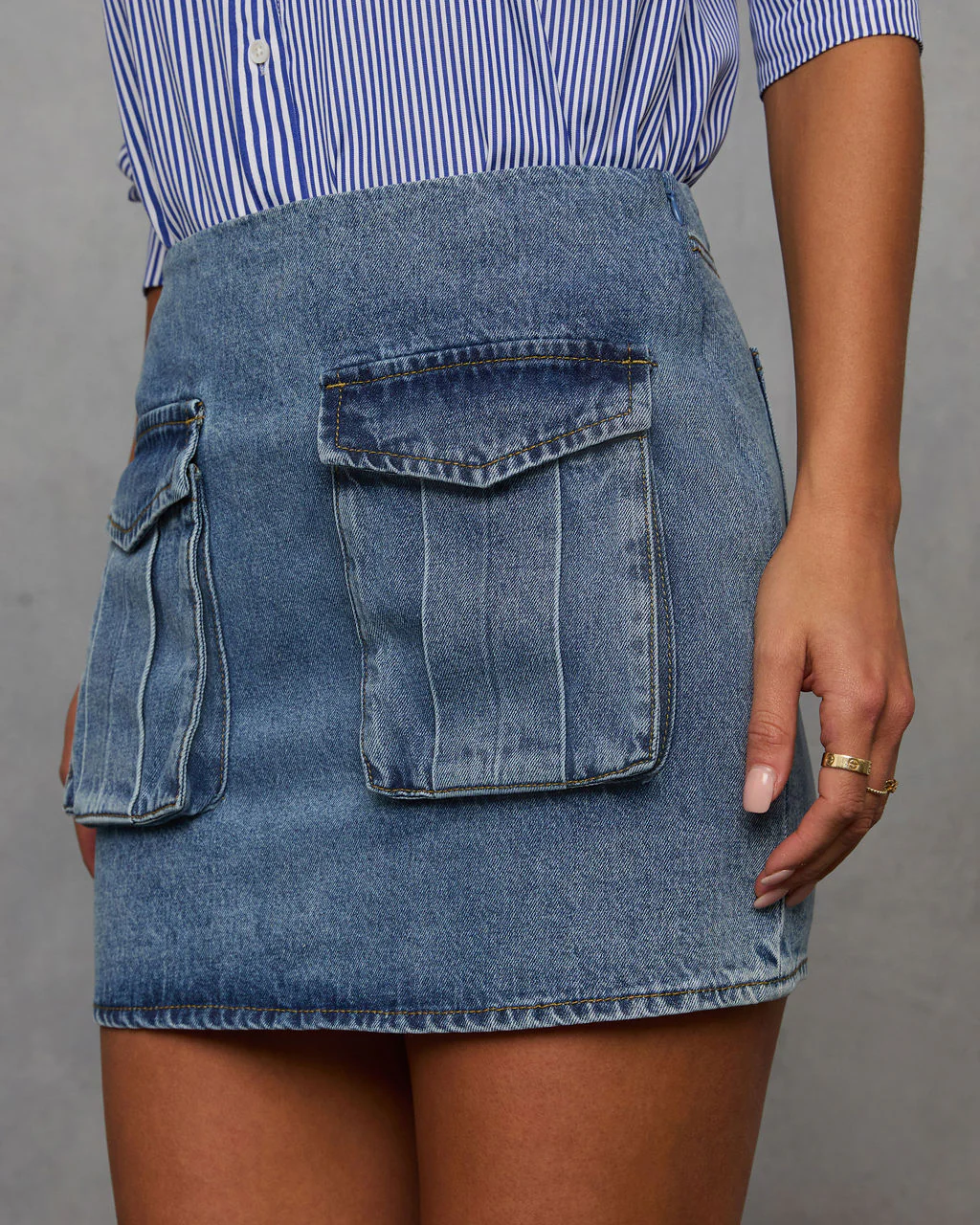 Subtle Grace Pocketed Denim Mini Skirt