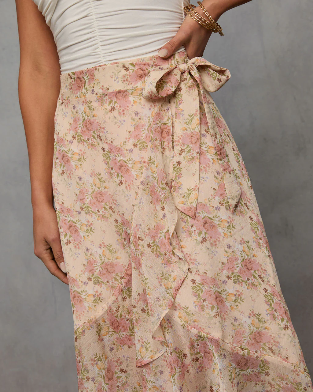 Wildly Radiant Floral Chiffon Wrap Skirt
