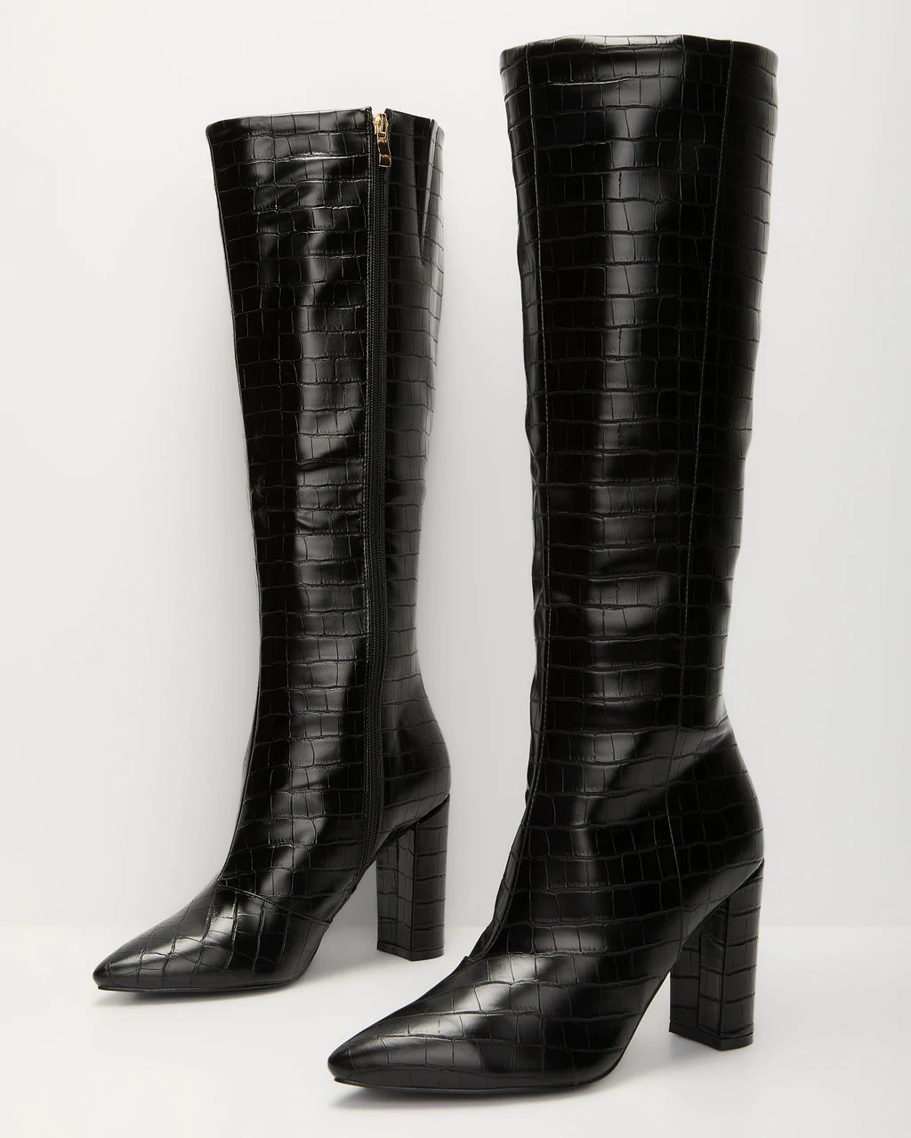 Dahlia Croc Embossed Knee High Boots