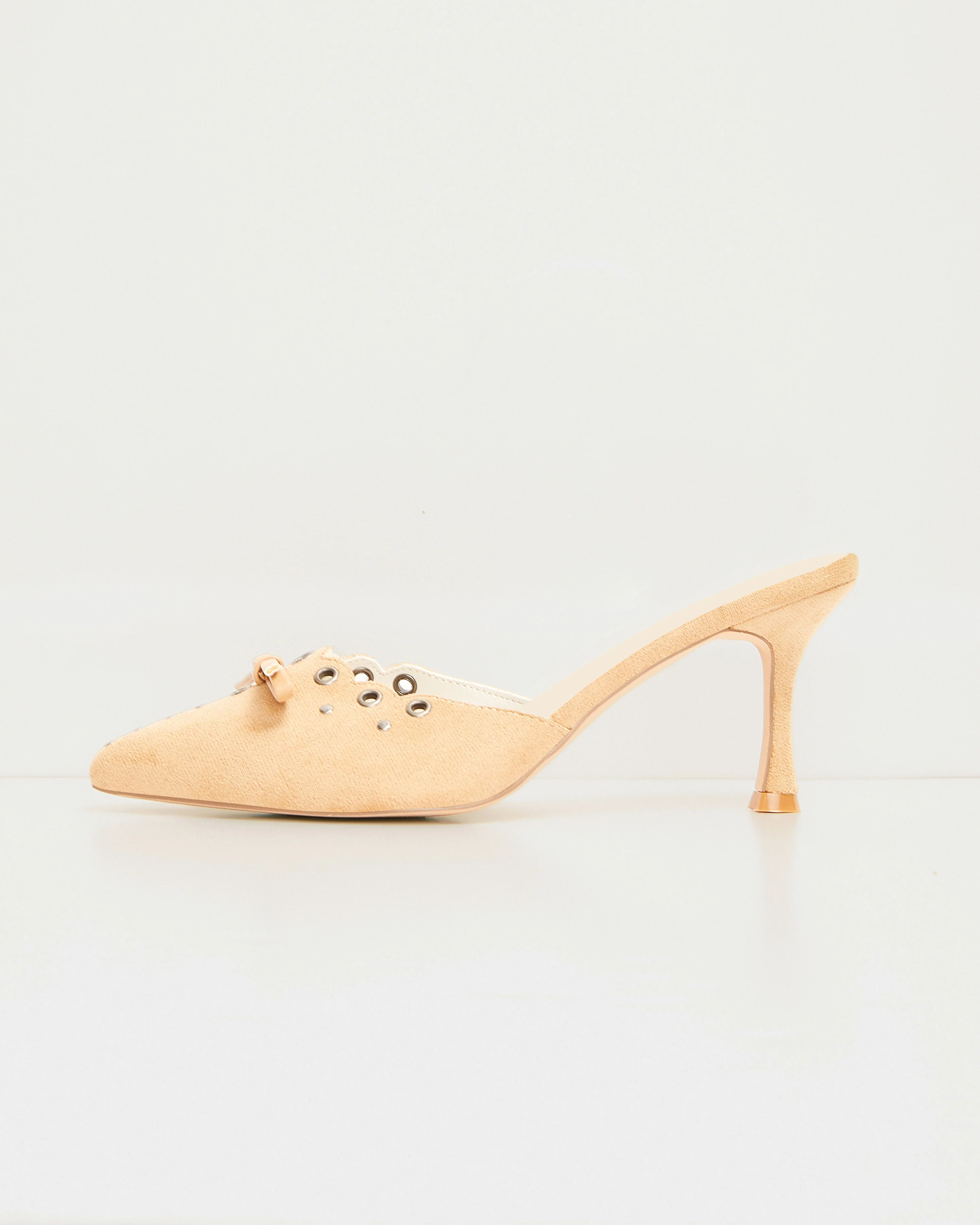 Mara Grommet and Bow Pointed Toe Mules