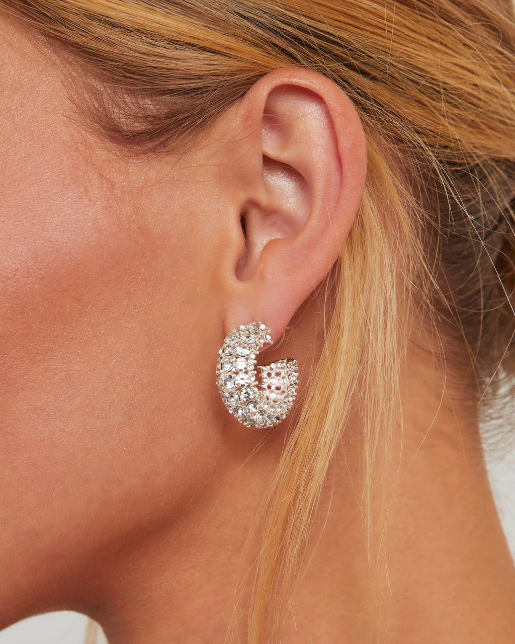 Calise Rhinestone Open Hoop Earrings