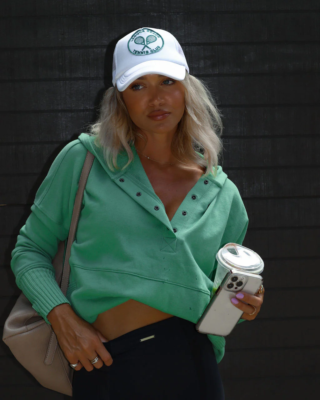 Mindful Cotton Pocketed Henley Hoodie