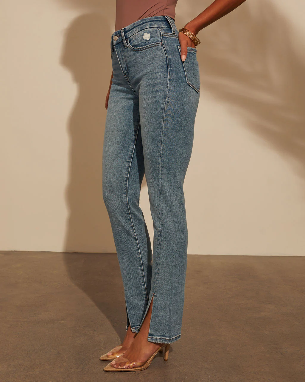 Jennings Split Hem Straight Jeans