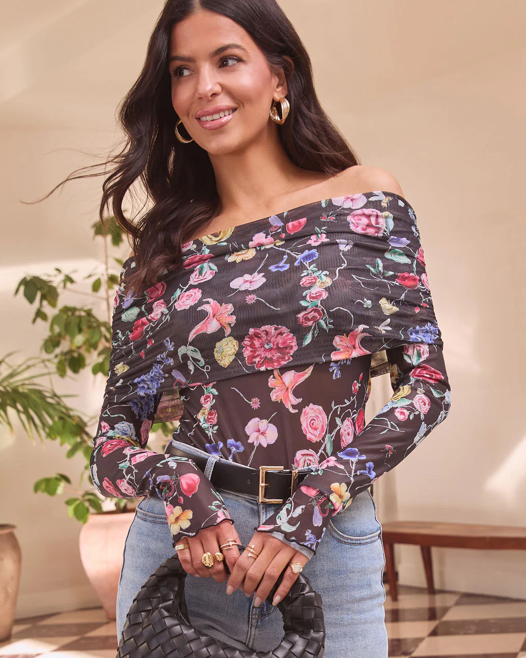 Imogene Floral Off Shoulder Bodysuit