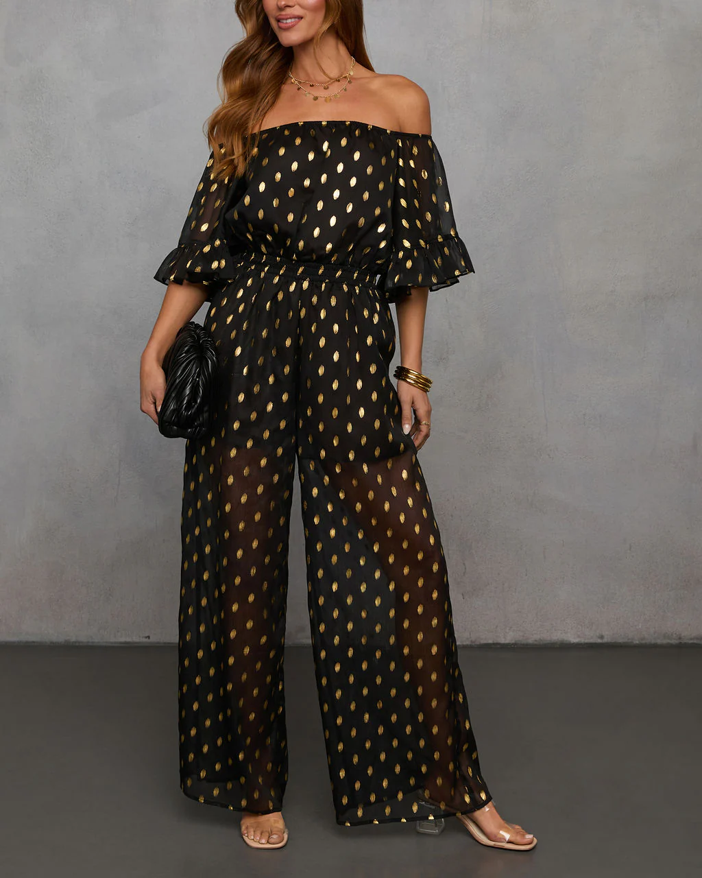 Heartfelt Chiffon Off Shoulder Jumpsuit