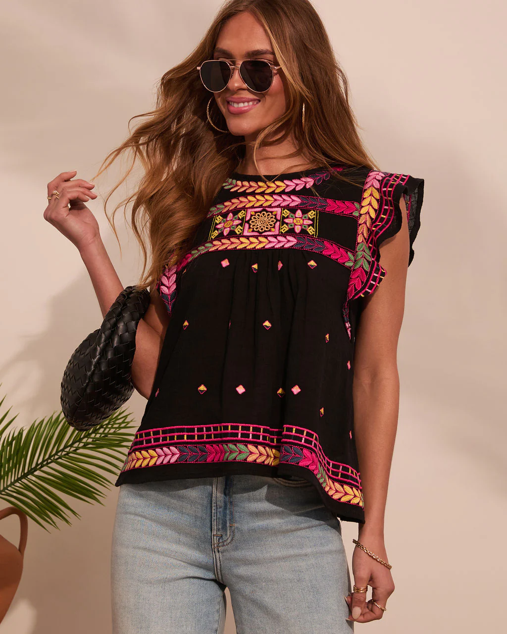 Leyana Abstract Embroidered Top