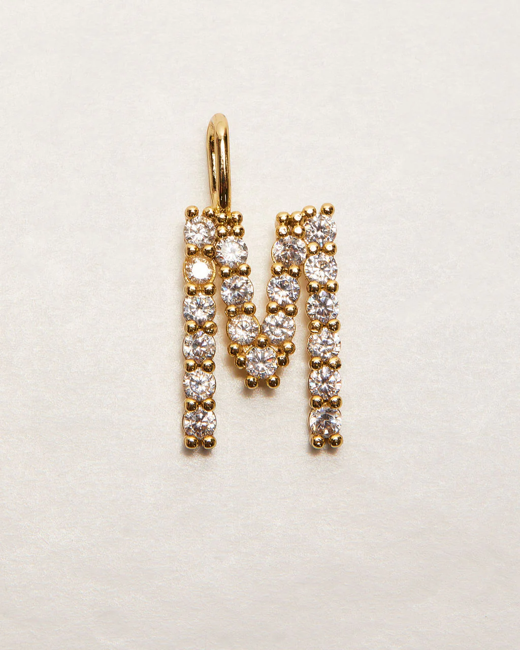 Initial Letter 14k Plated Rhinestone Charm