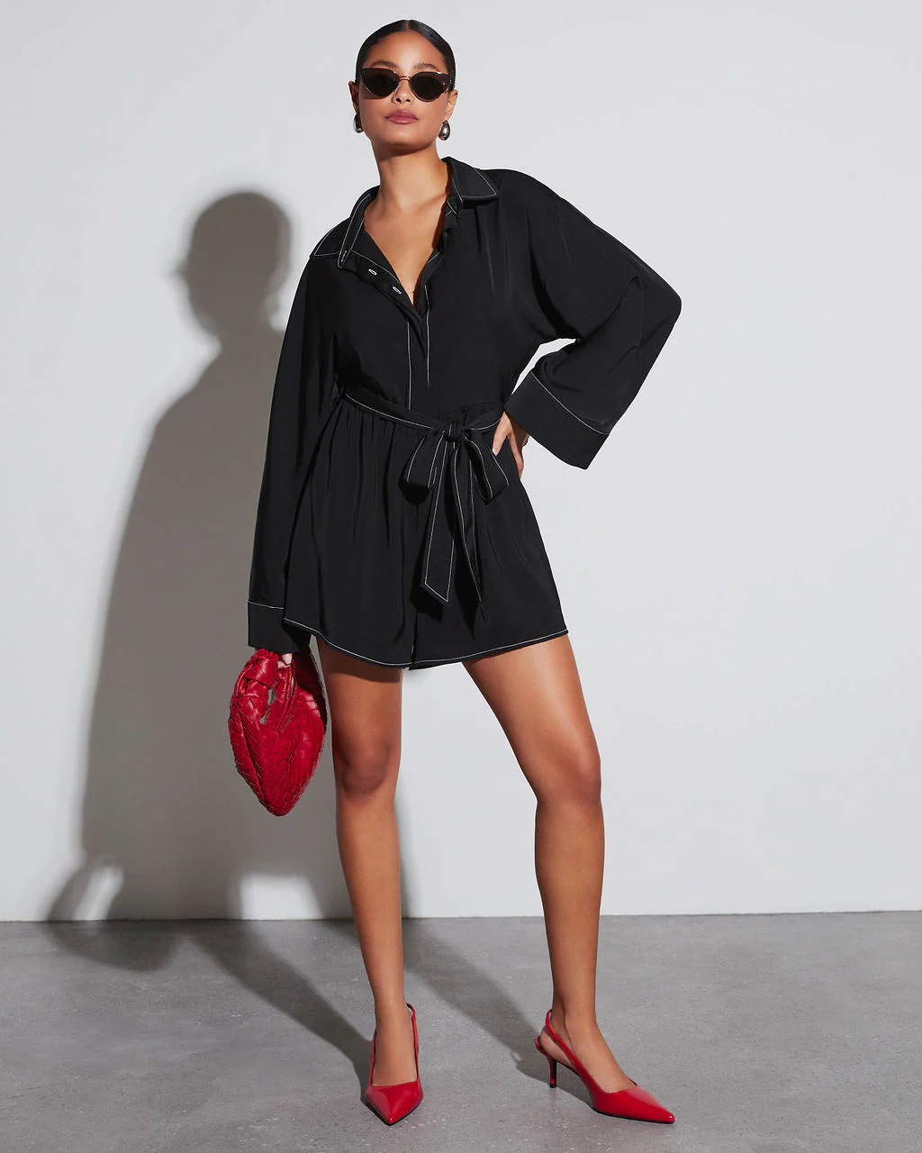 Pendleton Button Down Tie Waist Romper