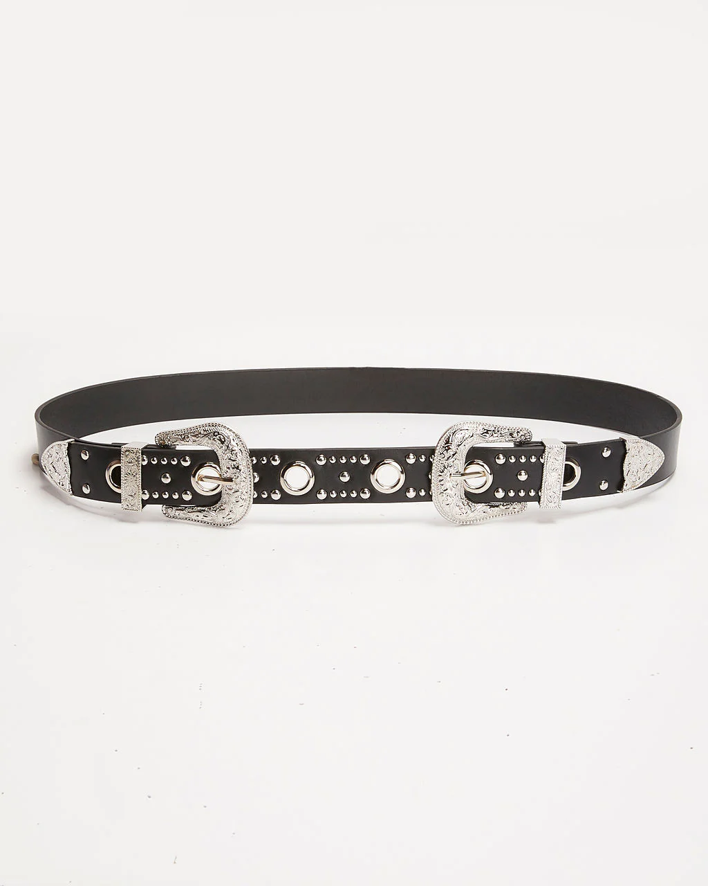 Saddle Up Studded Western Double Buckle Belt