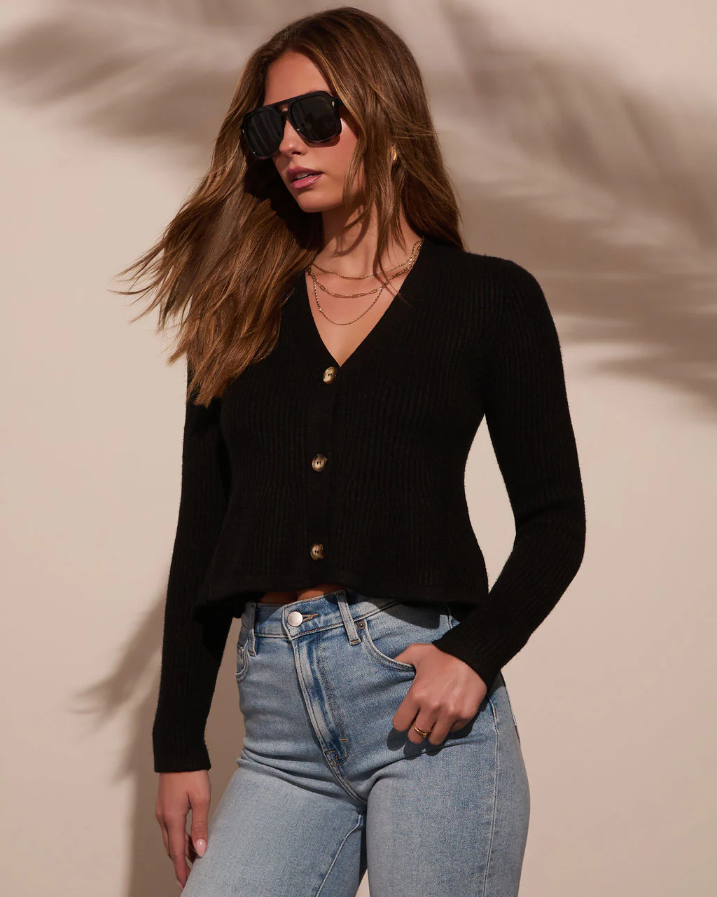 Stewart Peplum Button Front Sweater