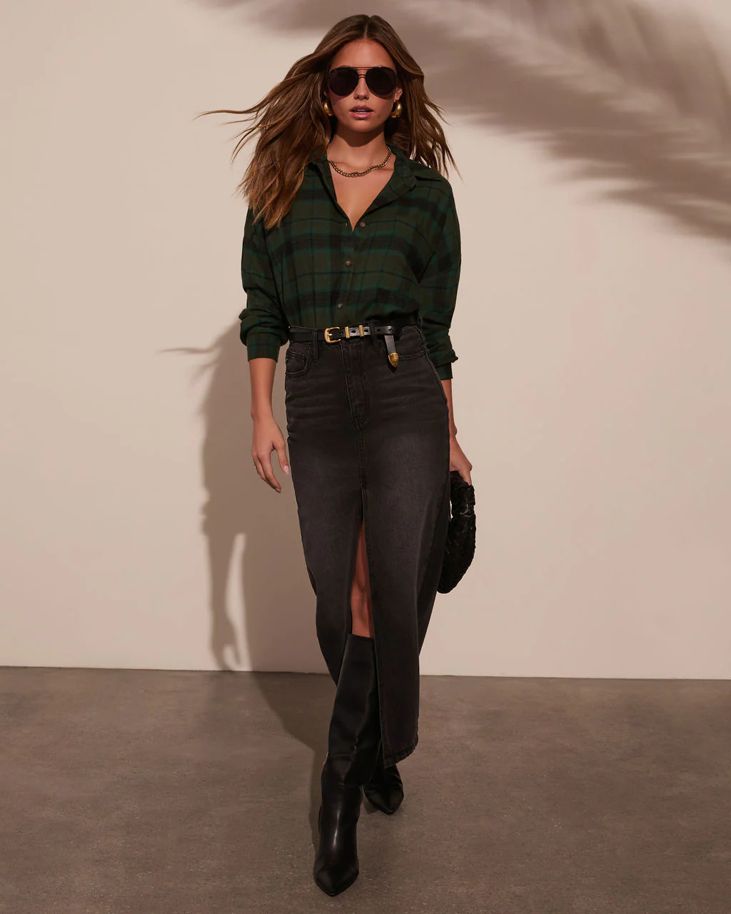 Silvie Plaid Button Down Top