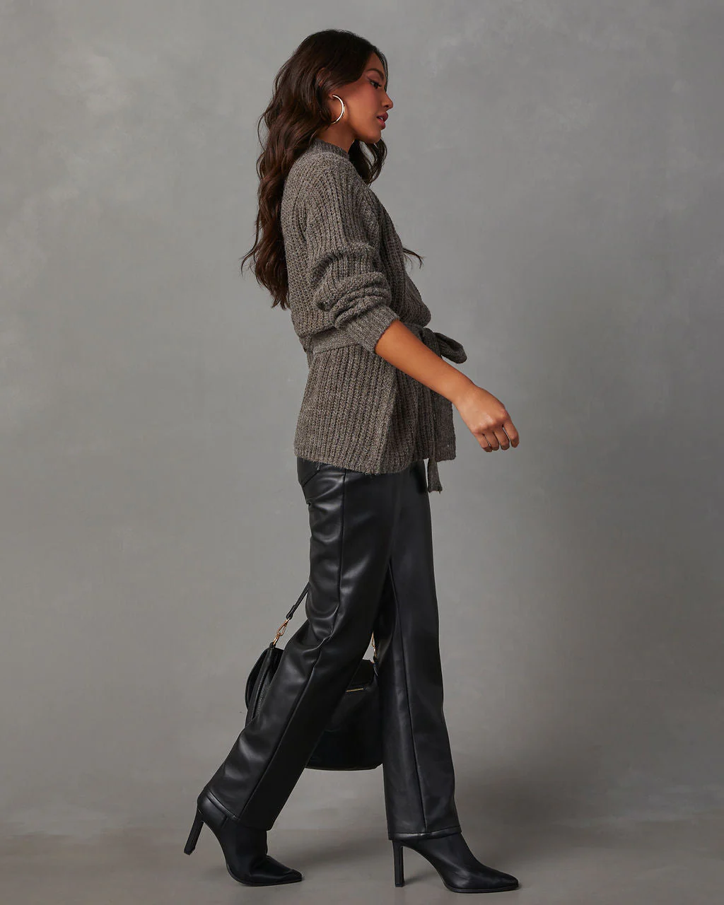 Wixson Belted Mock Neck Sweater