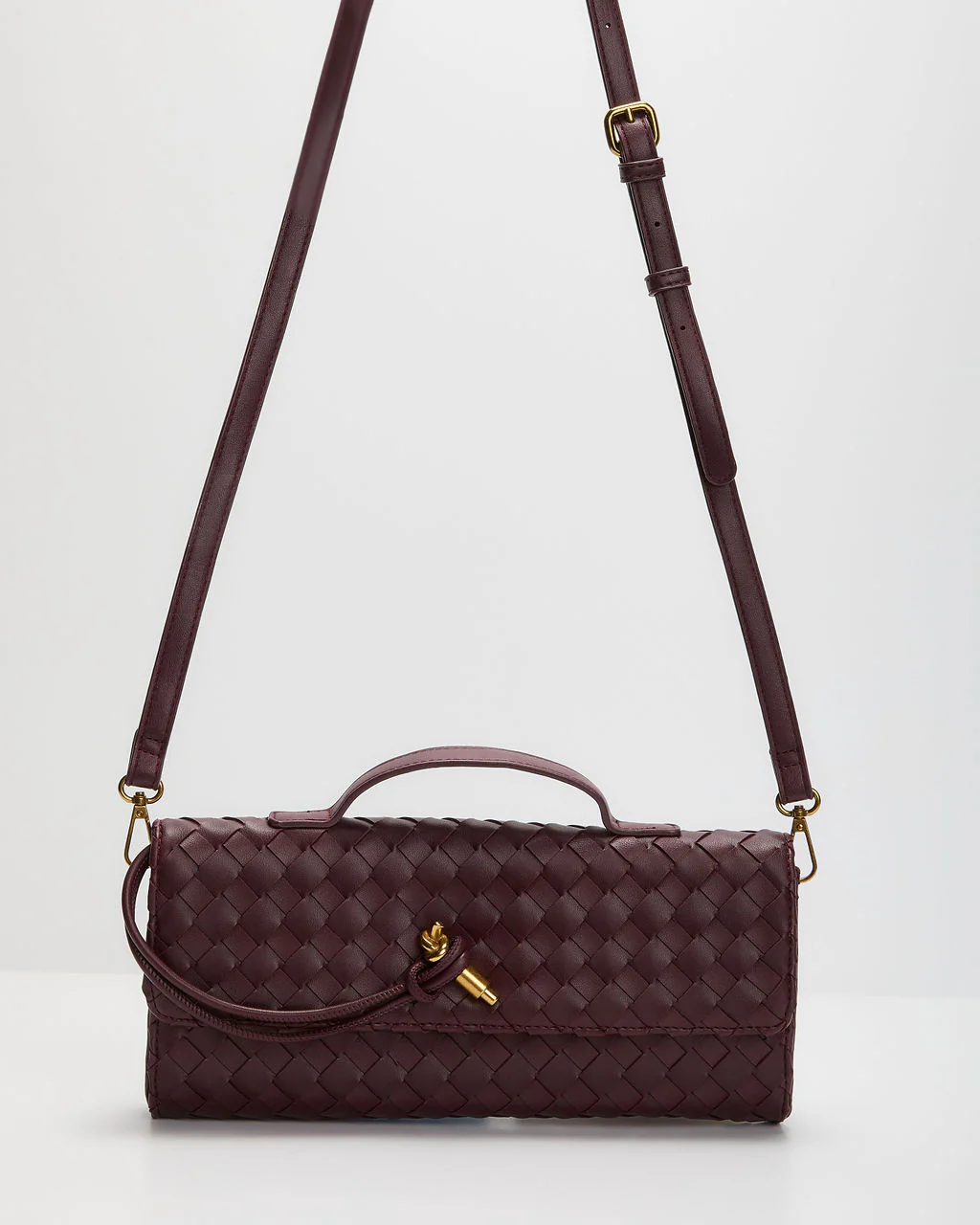 Porta Woven Leather Top Handle Clutch