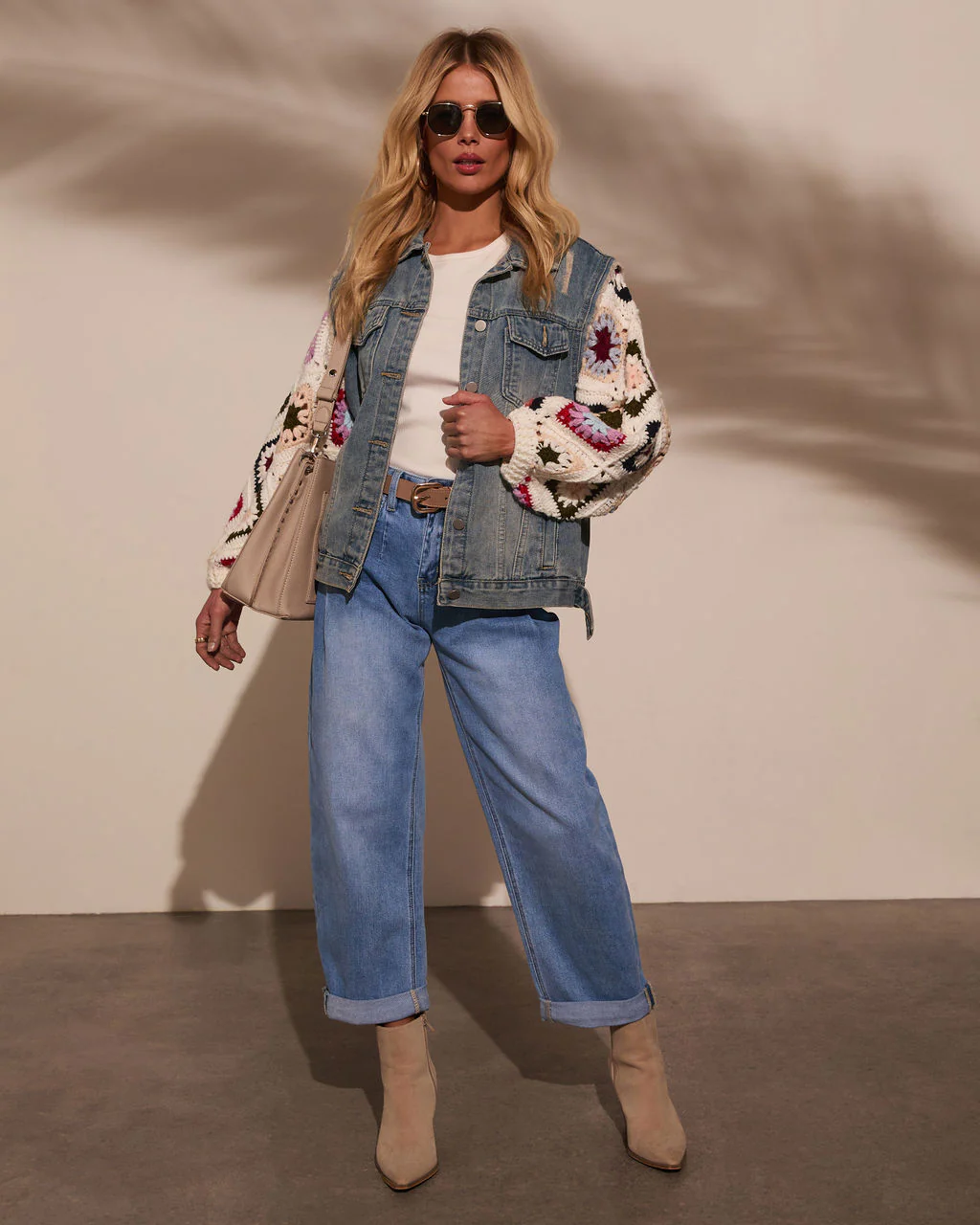 Alek Crochet Sleeve Denim Jacket