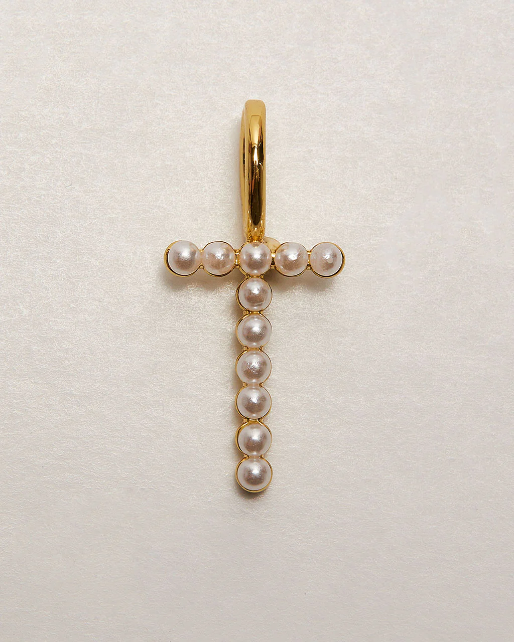 Pearl Letter 14k Plated Charm