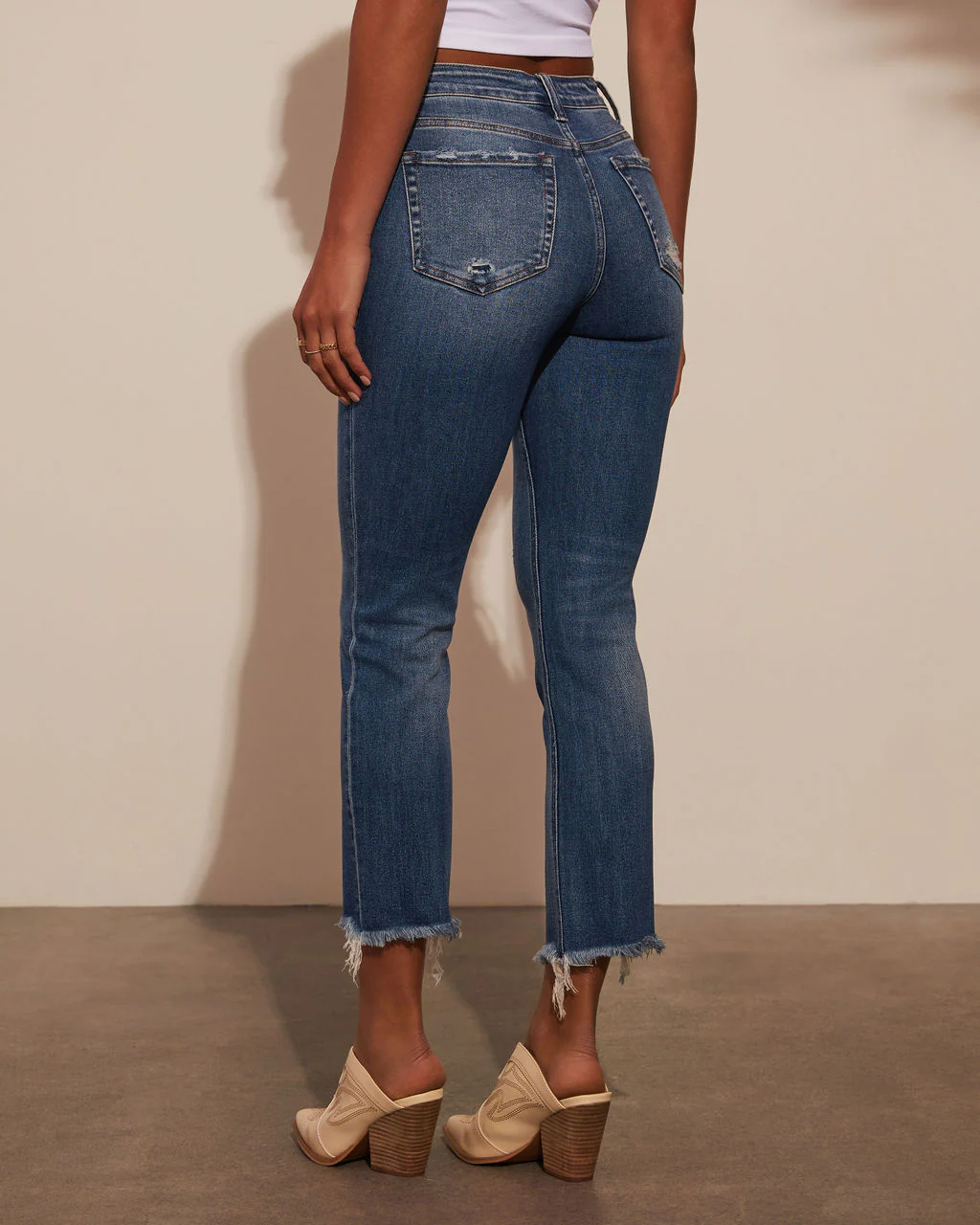Collins Mid Rise Crop Slim Straight Jeans