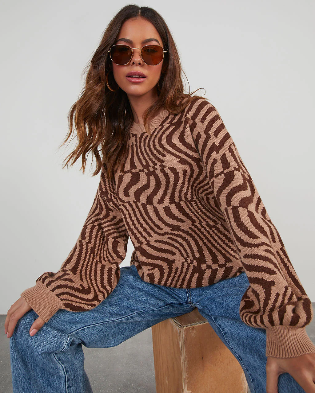 Dizzy Abstract Jacquard Knit Sweater