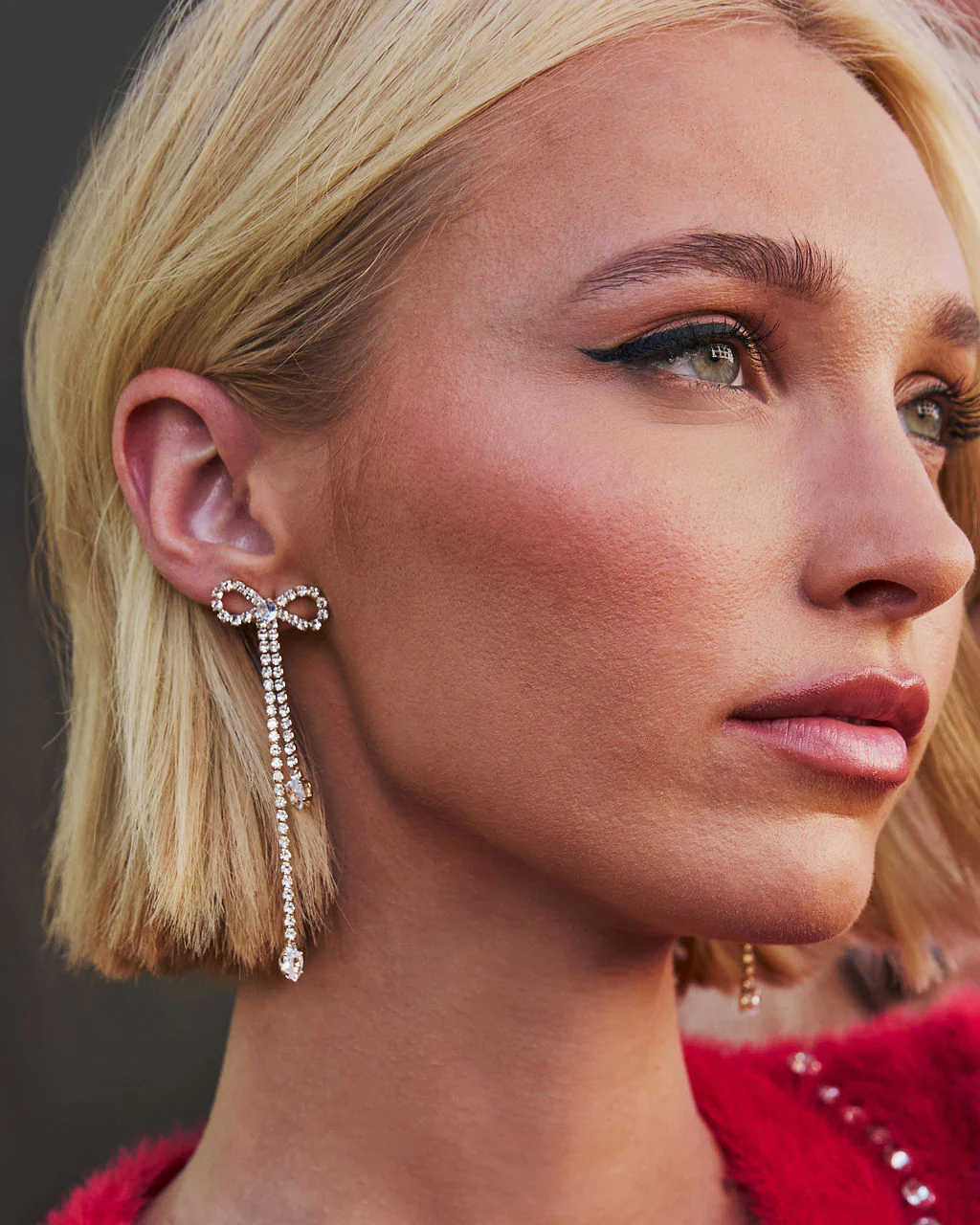 Final Touch Rhinestone Bow Earrings