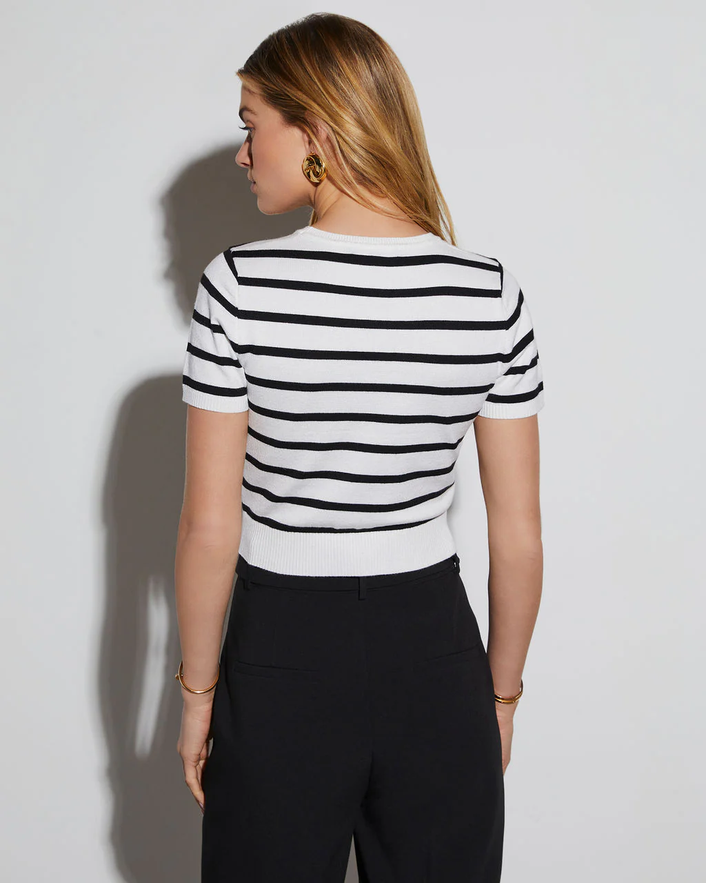 Ray Striped Crew Neck Crop Top