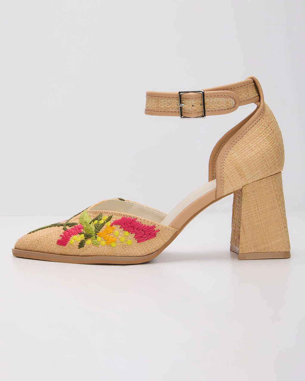 Monet Embroidered Floral Chunky Heels