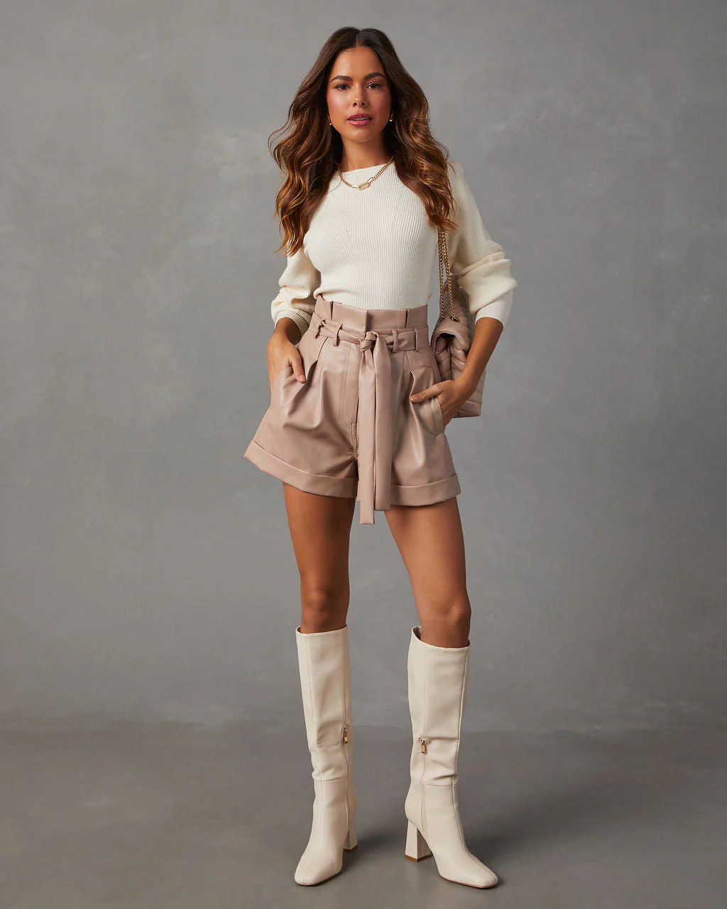 Carsian Ribbed Puff Sleeve Sweater