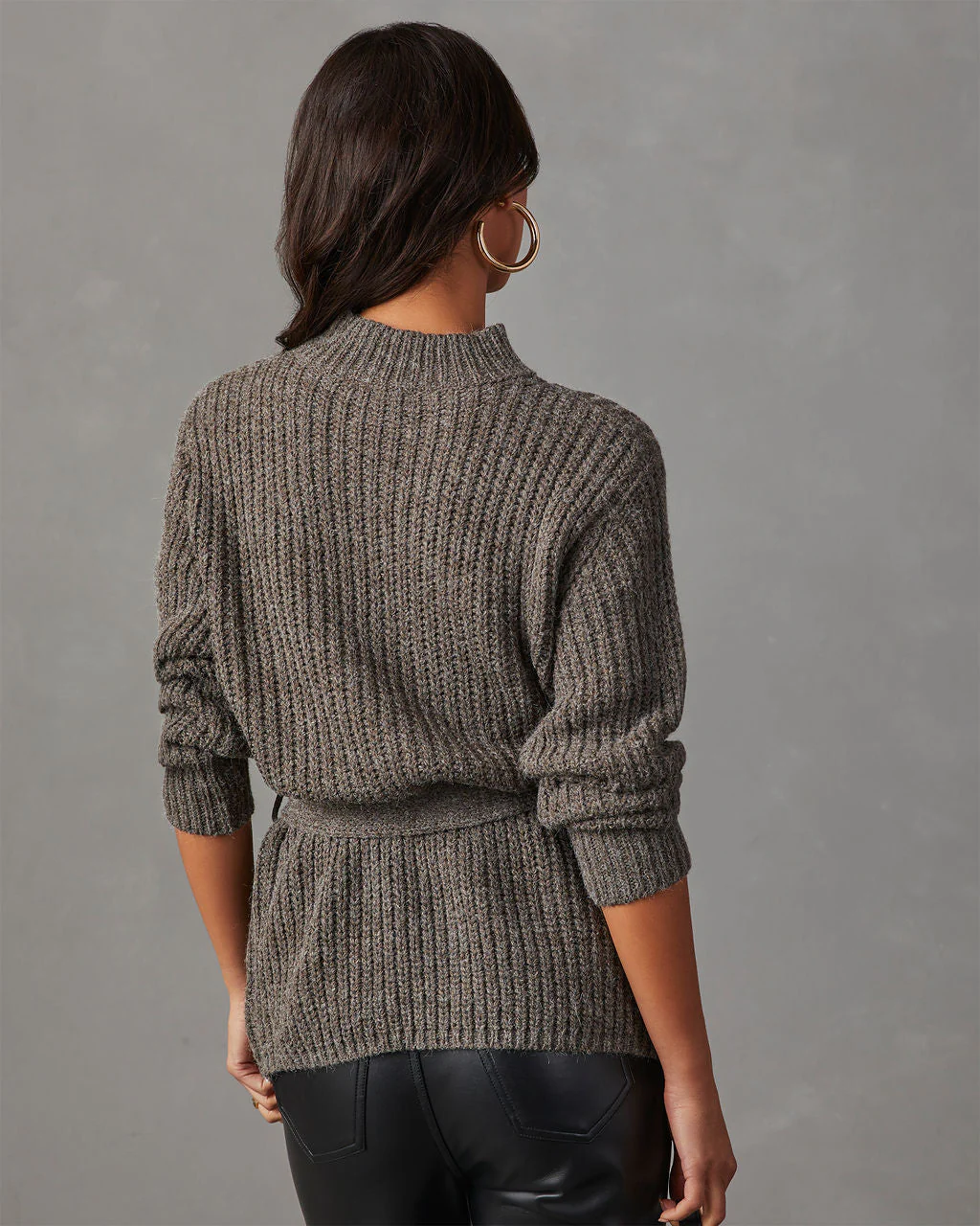 Wixson Belted Mock Neck Sweater