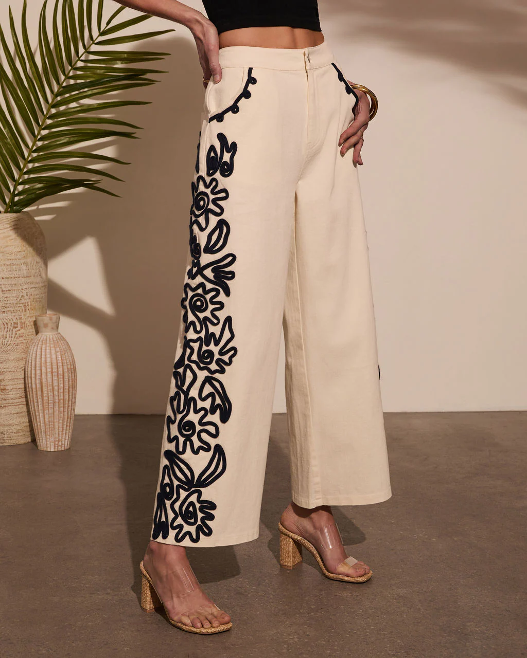 Emmerson Embroidery Wide Leg Denim