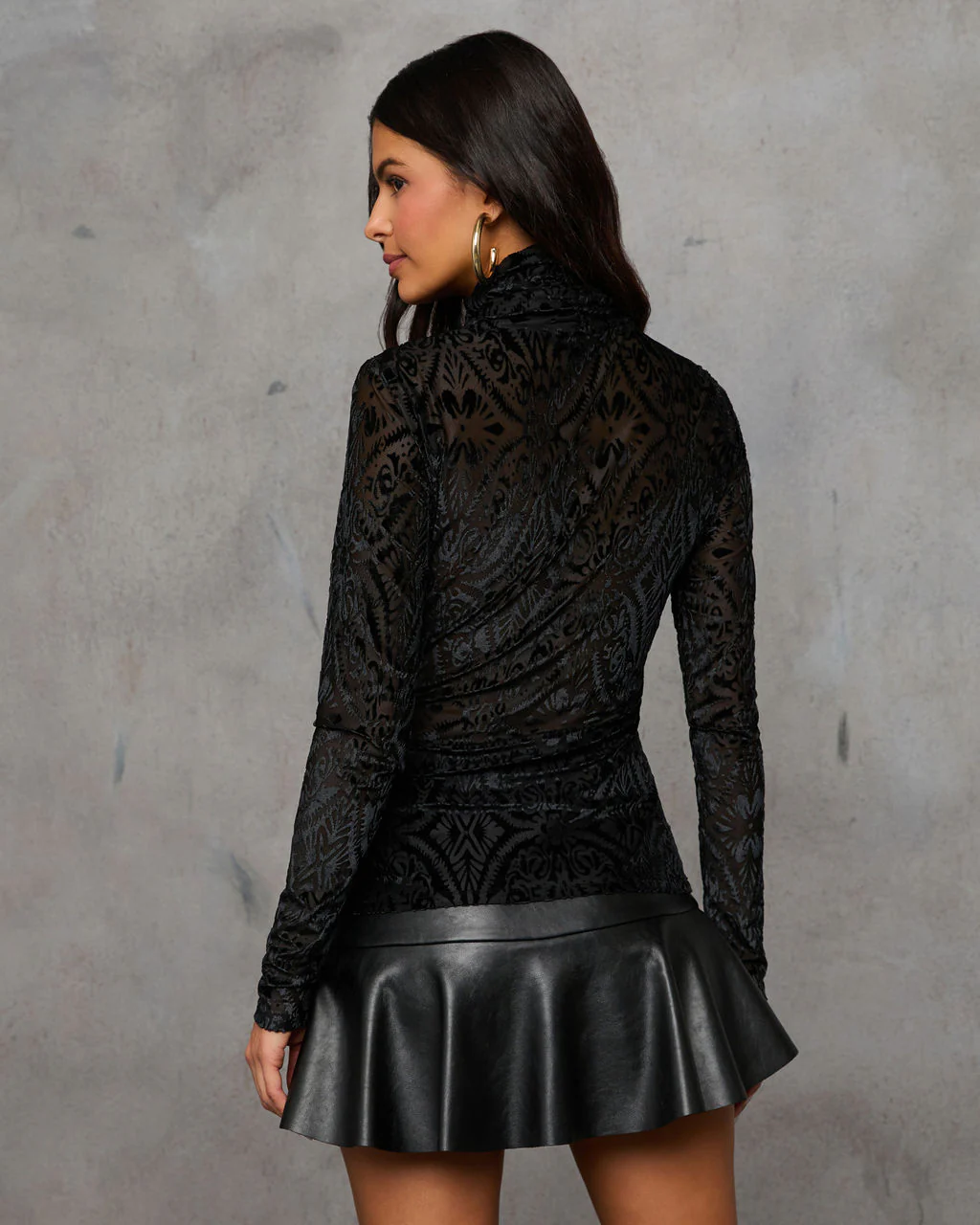 Tessy Velvet Burnout Turtleneck Top