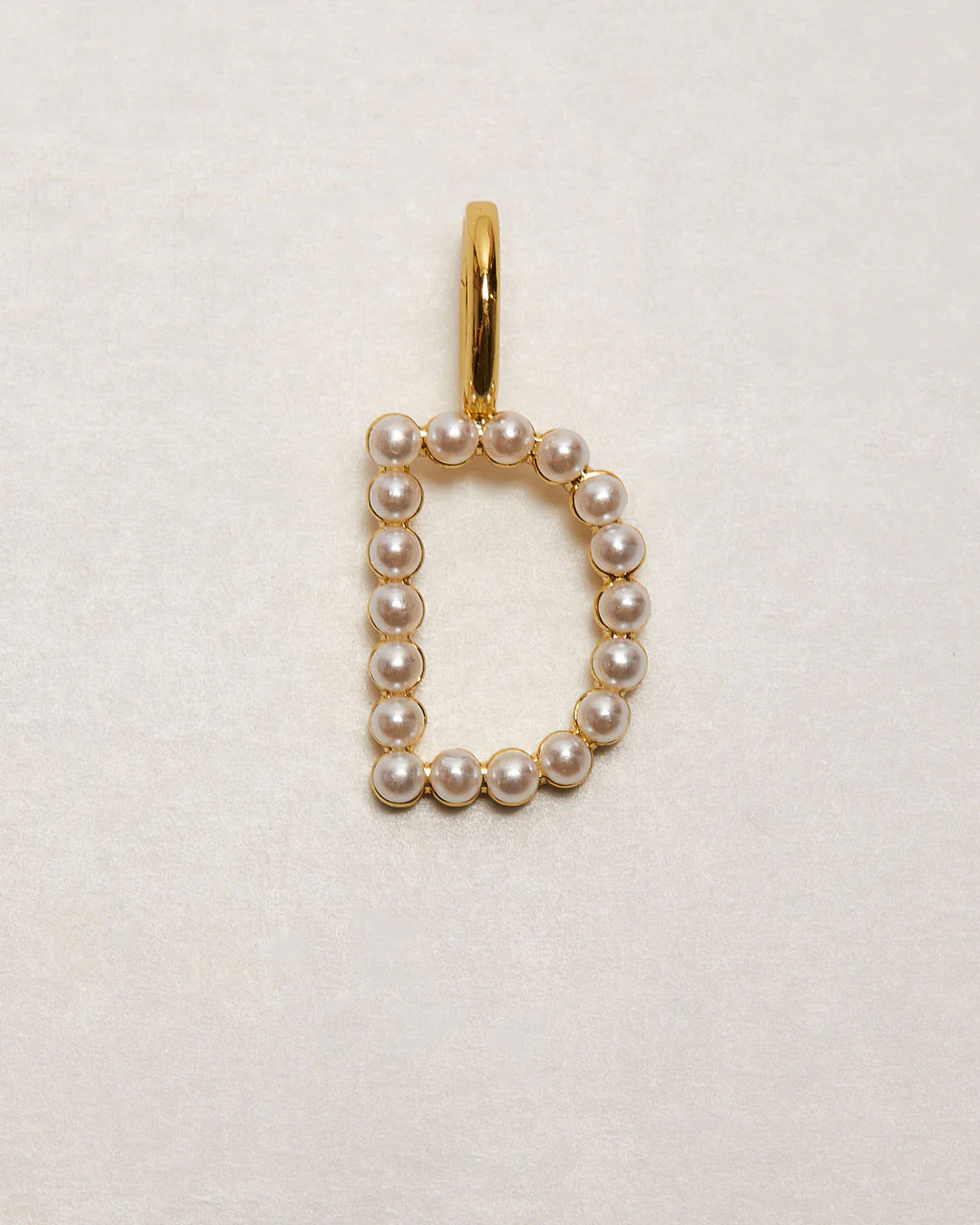 Pearl Letter 14k Plated Charm