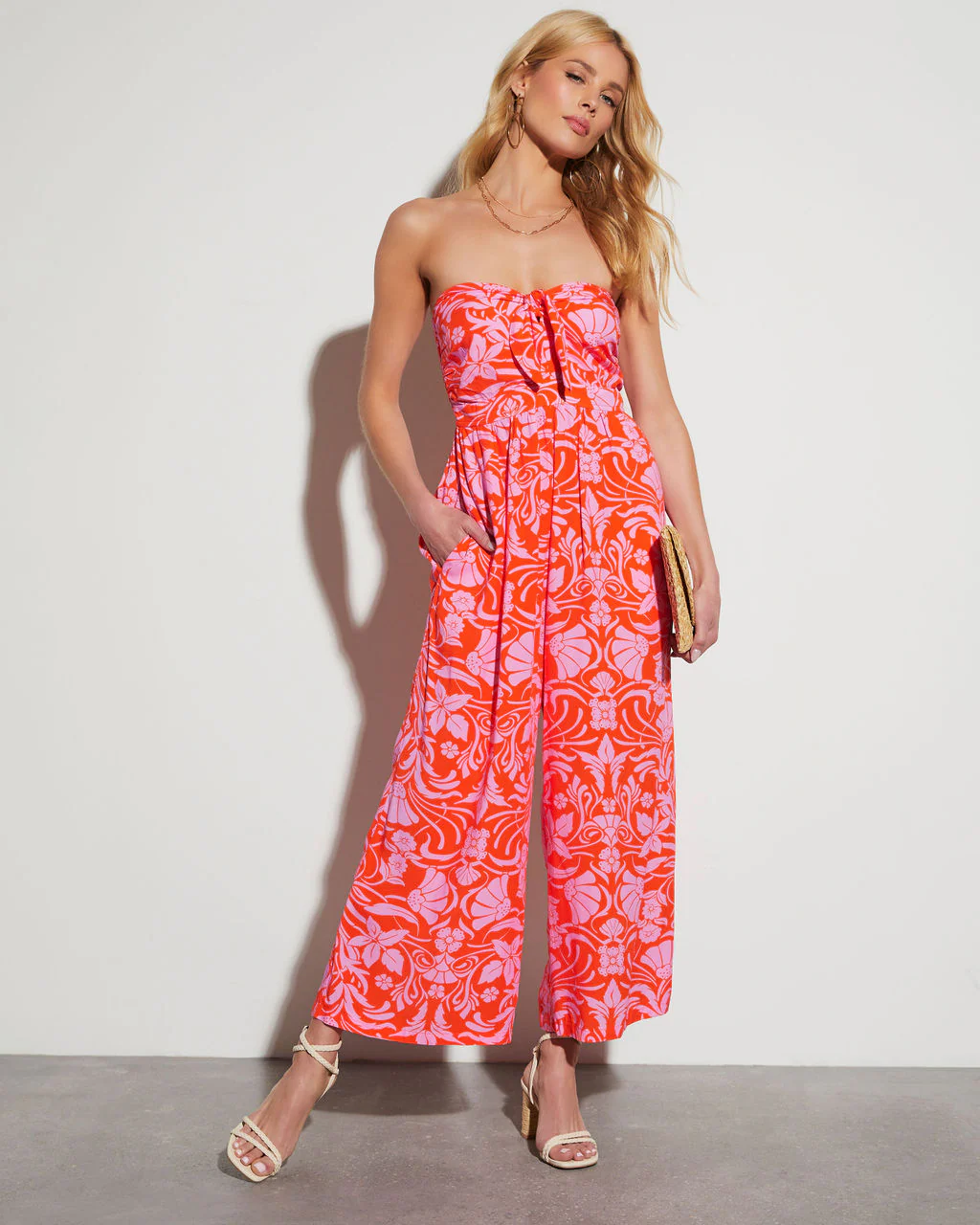 Tammy Strapless Tie Front Jumpsuit
