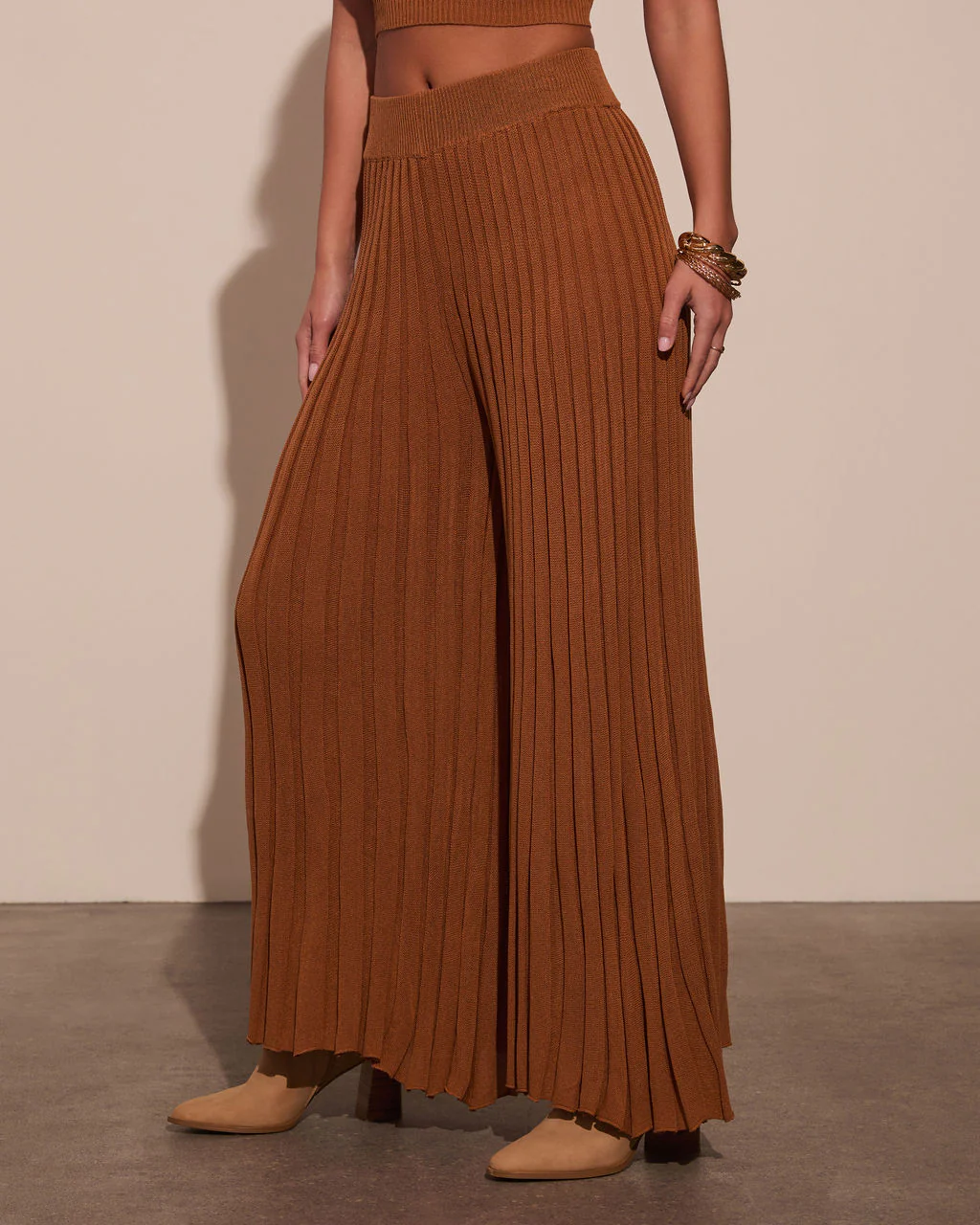 Winslow Wide Leg Pleated Knitwear Pant