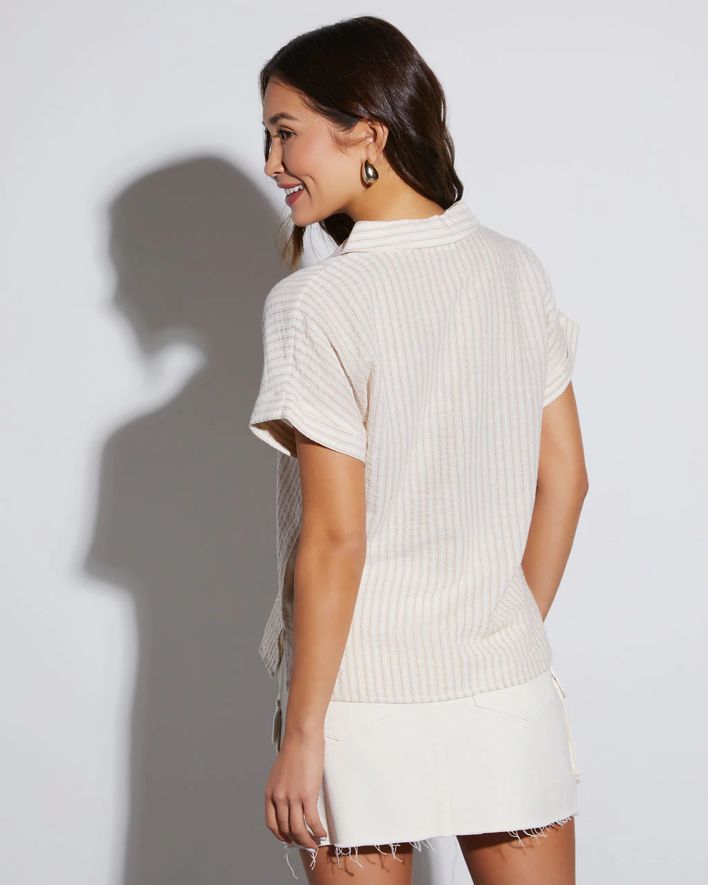 Delia Linen Blend Short Sleeve Shirt