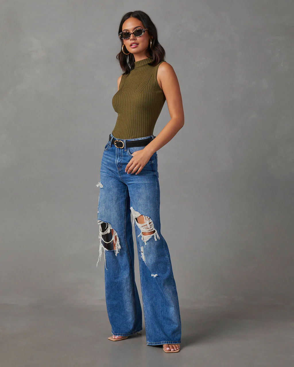 Sheryl Ribbed Mock Neck Sweater Tank