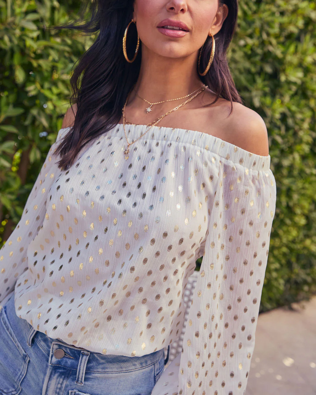 Loves Match Off The Shoulder Polka Dot Top