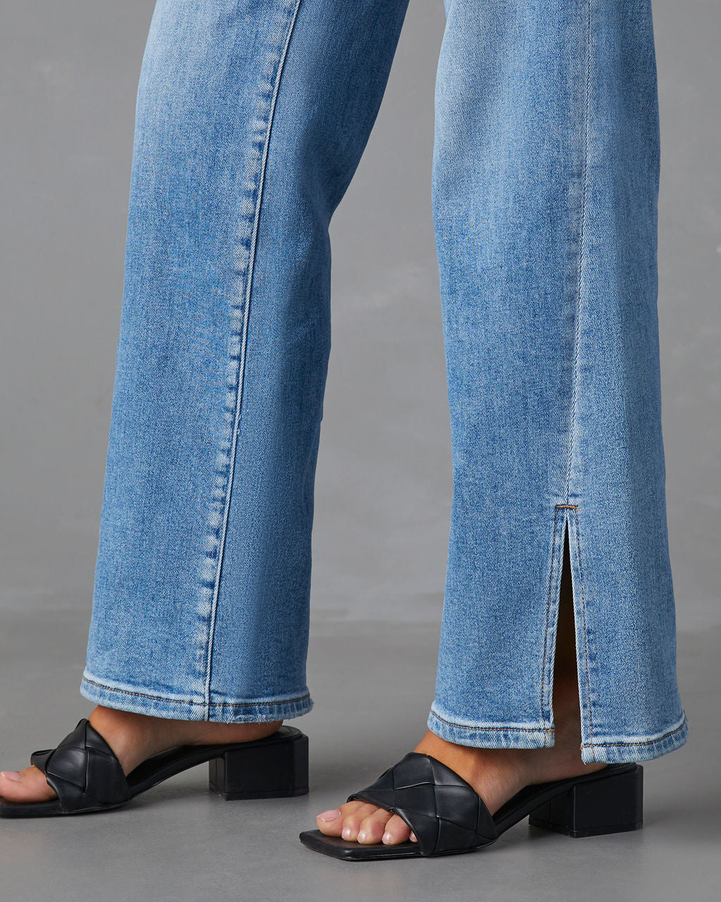 Downey High Rise Slit Flare Leg Jeans