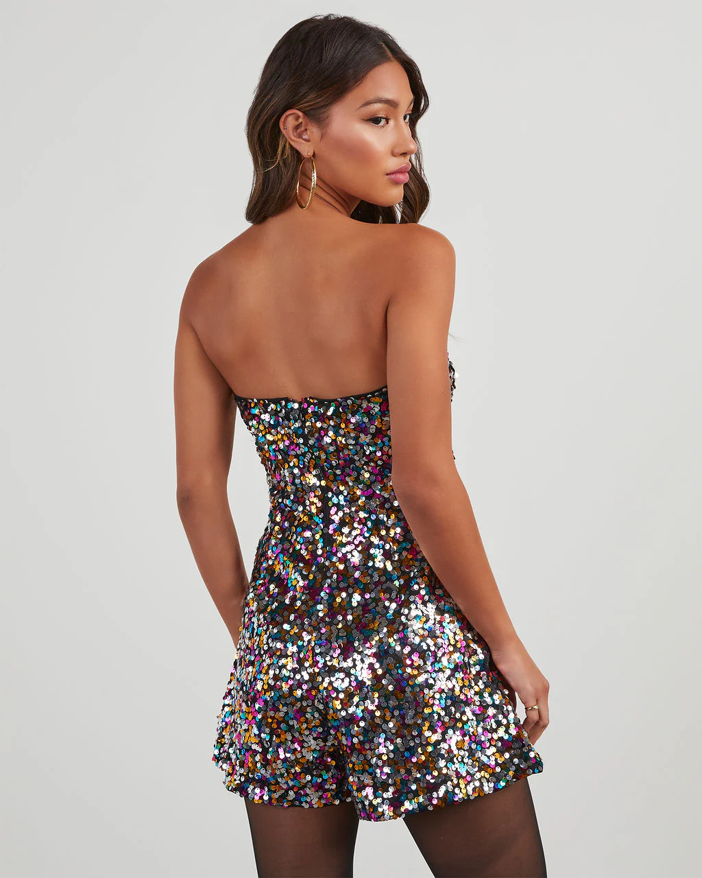 Confetti Strapless Sequin Romper