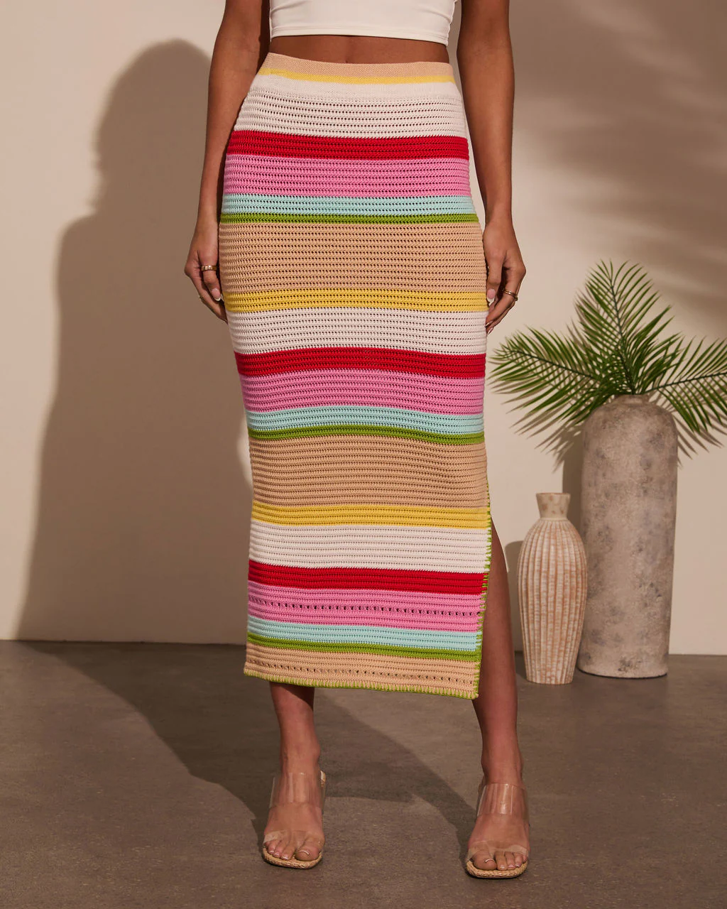 Yessenia Striped Crochet Midi Skirt