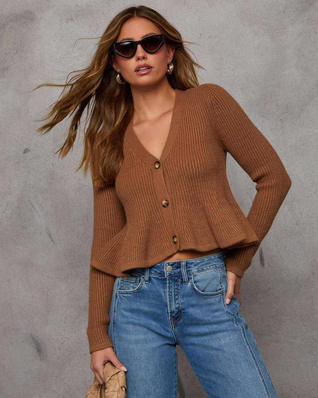 Stewart Peplum Button Front Sweater