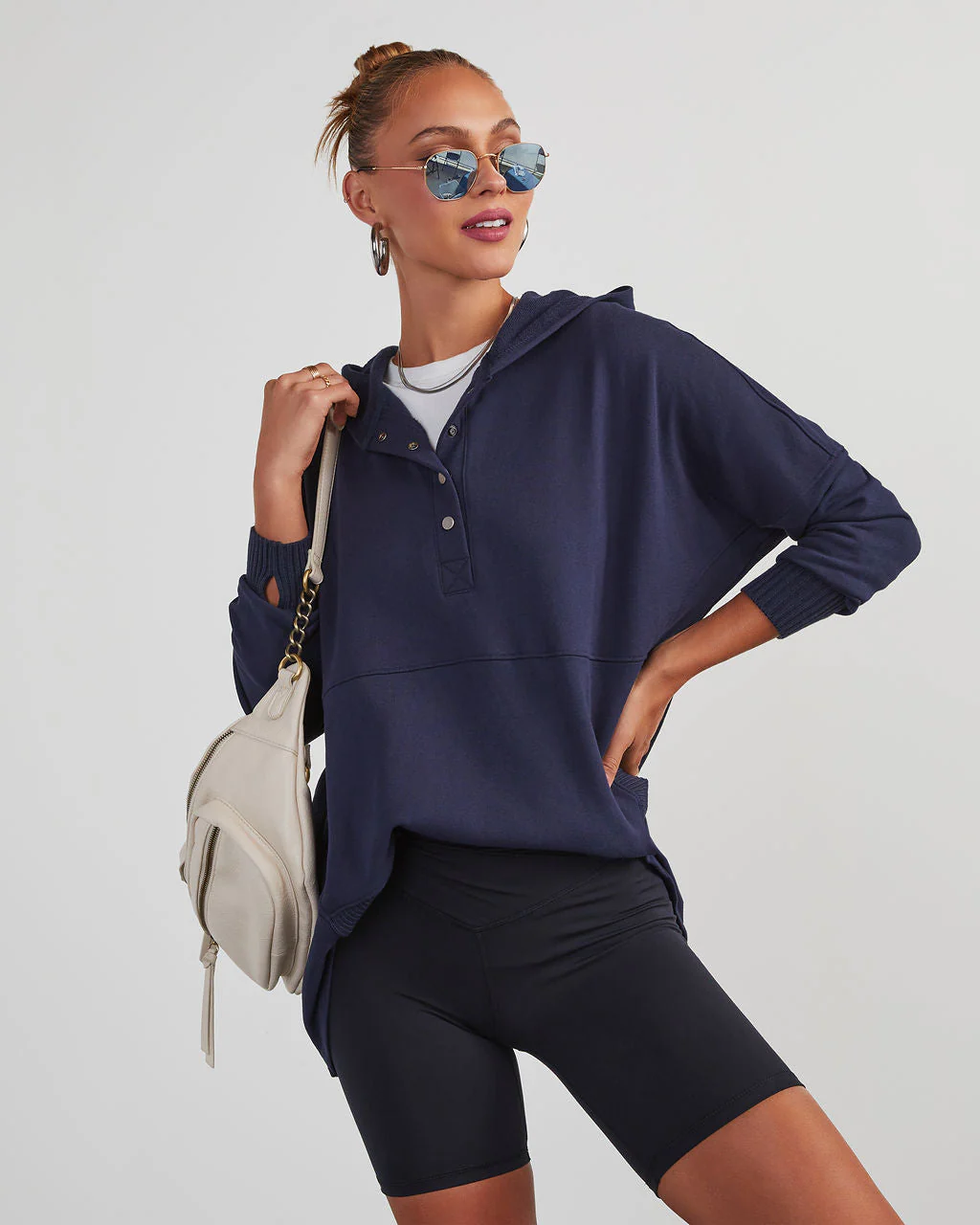 Mindful Cotton Pocketed Henley Hoodie