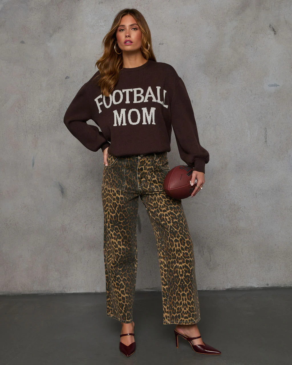 Football Mom Knit Pullover Sweater
