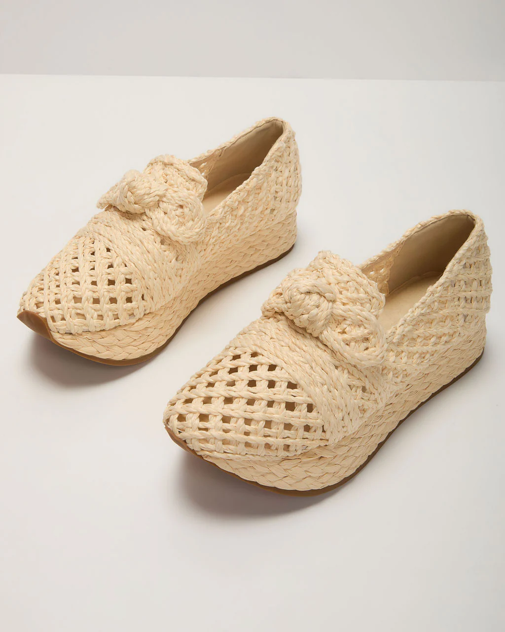 Lyla Straw Platform Bow Sneaker