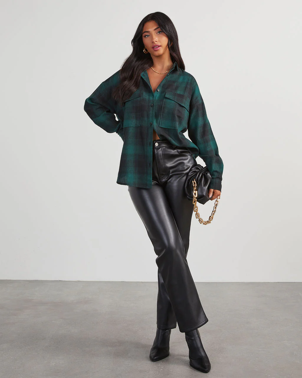 Petaluma Cotton Blend Plaid Button Down Top